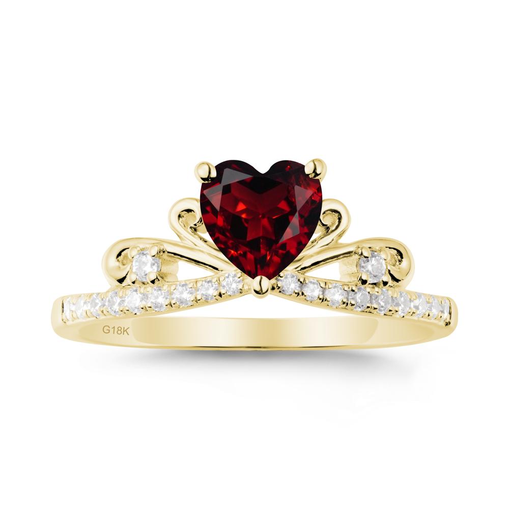 Bowknot Pave Band Garnet Engagement Ring - LUO Jewelry #metal_18k yellow gold