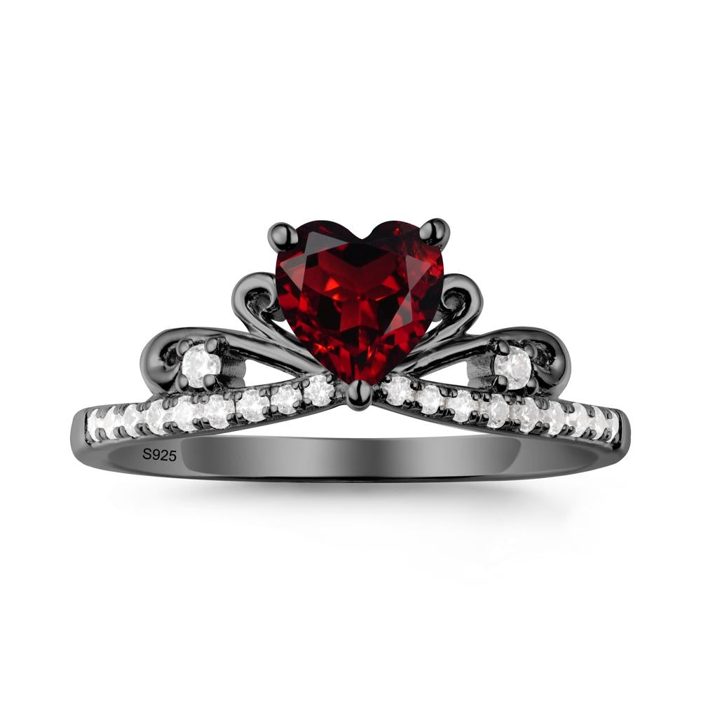 Bowknot Pave Band Garnet Engagement Ring - LUO Jewelry #metal_black finish sterling silver