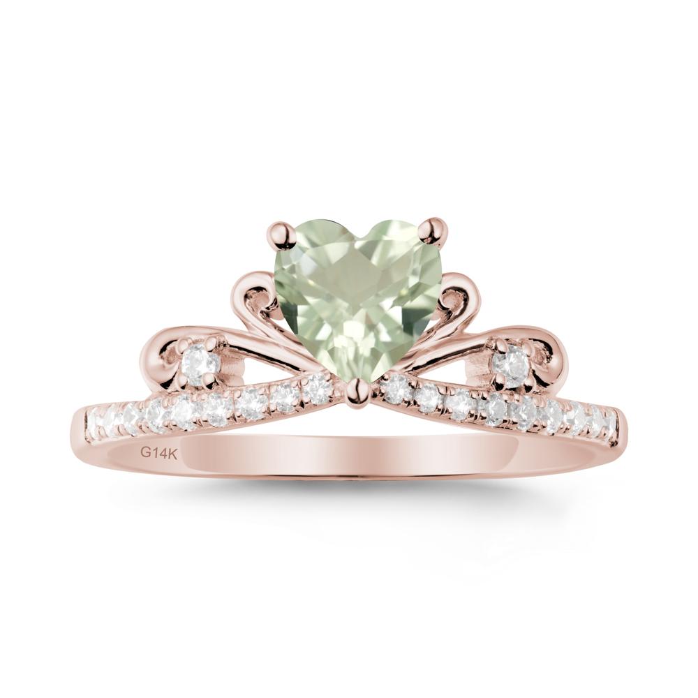 Bowknot Heart Shaped Green Amethyst Promise Ring - LUO Jewelry #metal_14k rose gold