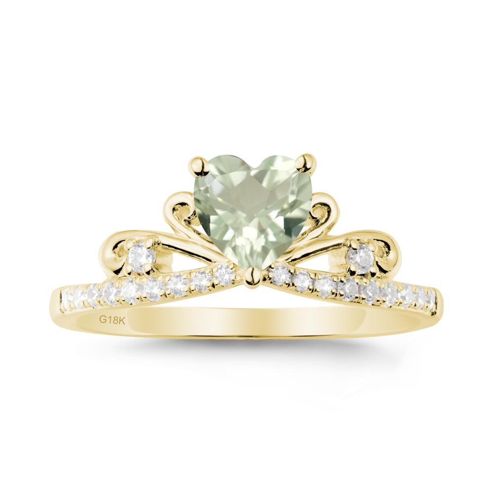 Bowknot Heart Shaped Green Amethyst Promise Ring - LUO Jewelry #metal_18k yellow gold