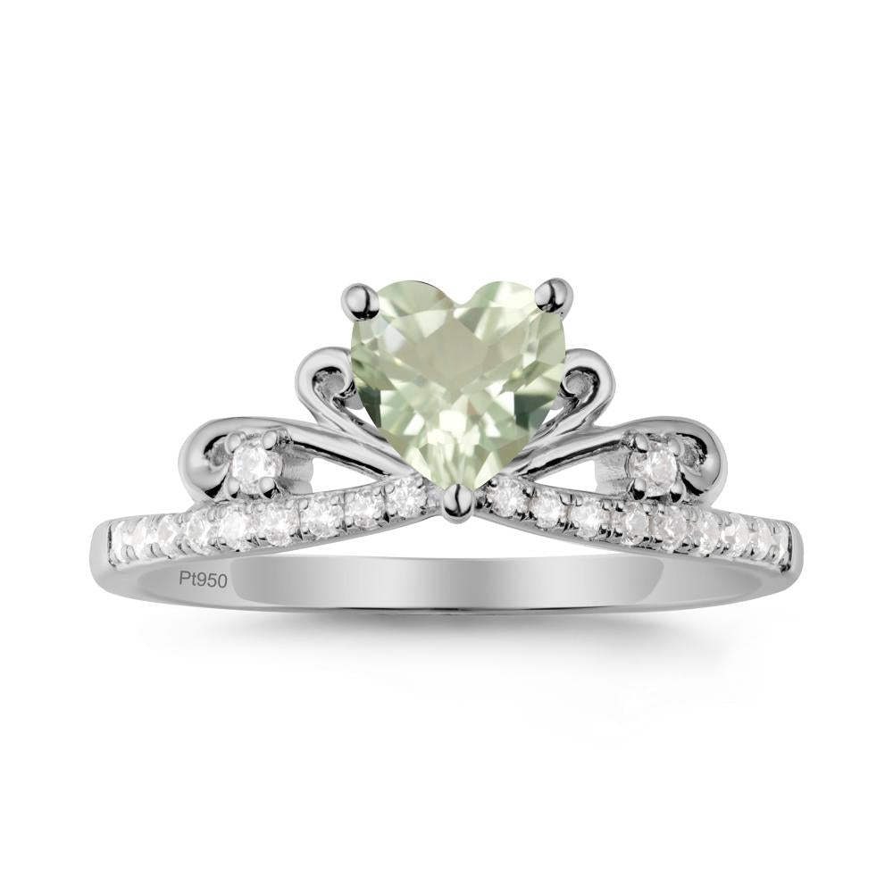 Bowknot Heart Shaped Green Amethyst Promise Ring - LUO Jewelry #metal_platinum