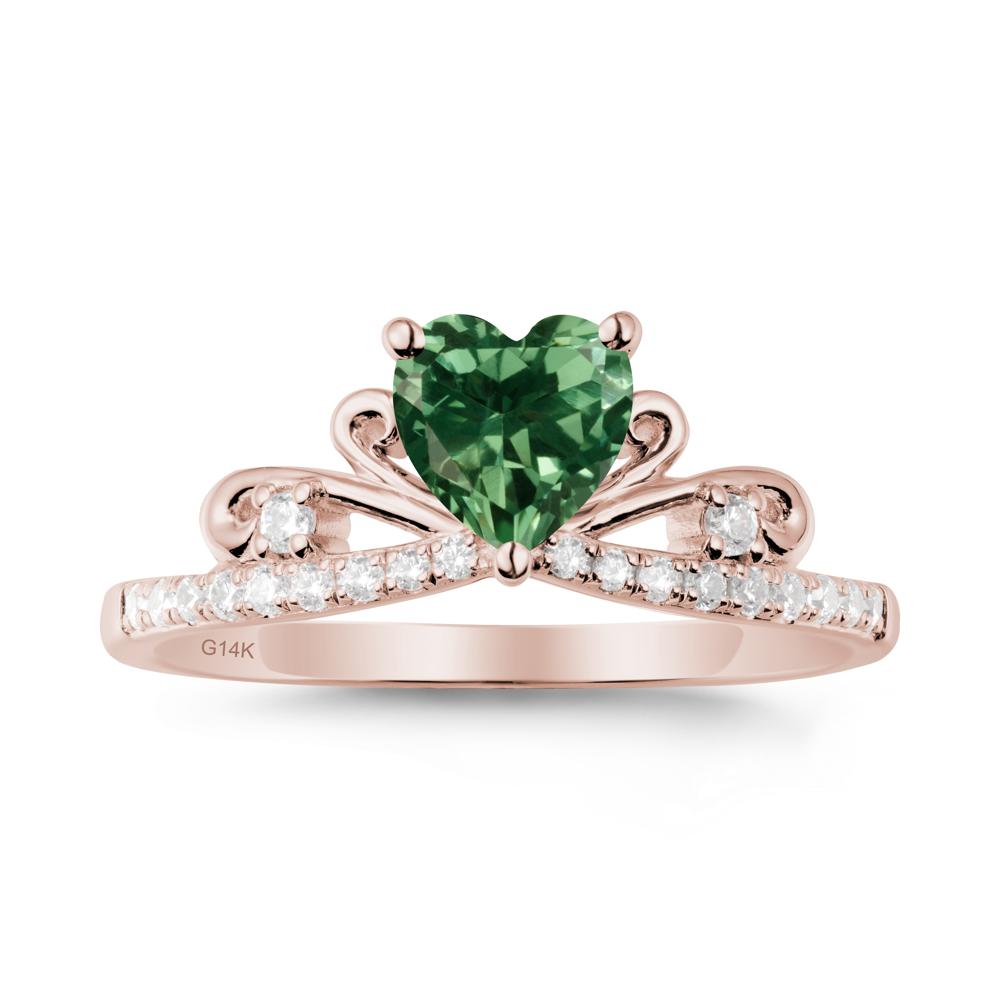Bowknot Pave Band Green Sapphire Engagement Ring - LUO Jewelry #metal_14k rose gold