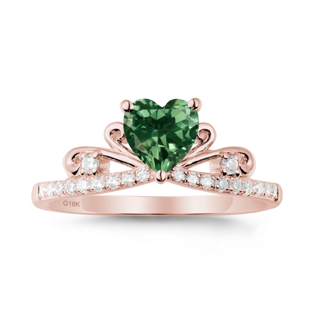 Bowknot Pave Band Green Sapphire Engagement Ring - LUO Jewelry #metal_18k rose gold
