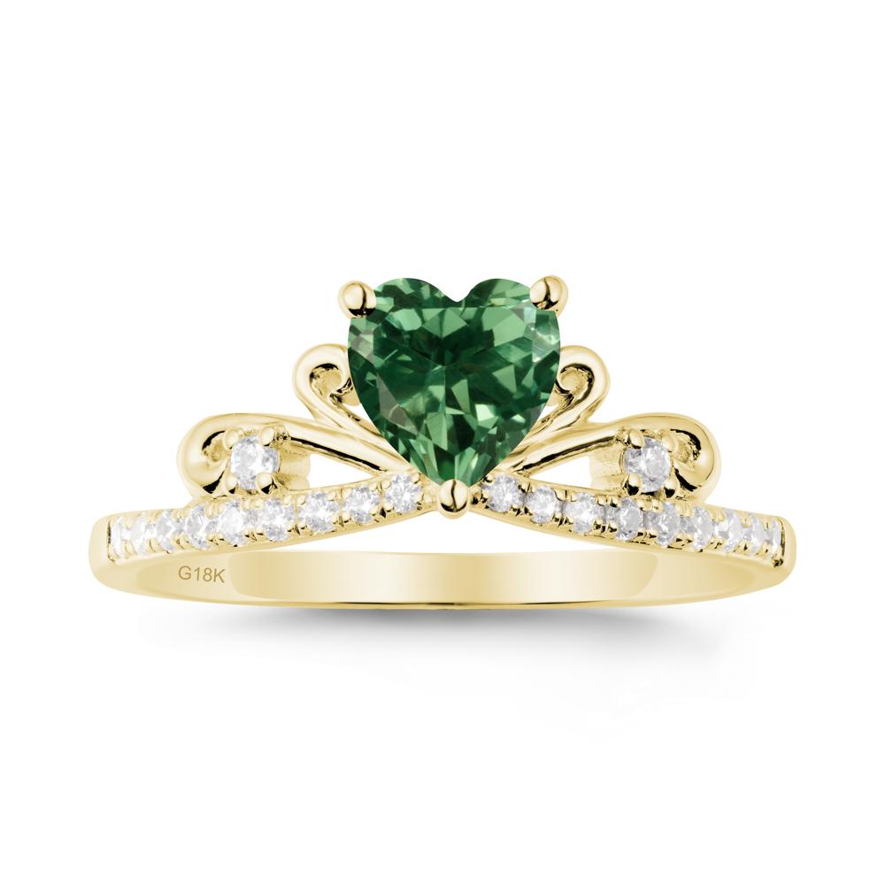 Bowknot Pave Band Green Sapphire Engagement Ring - LUO Jewelry #metal_18k yellow gold