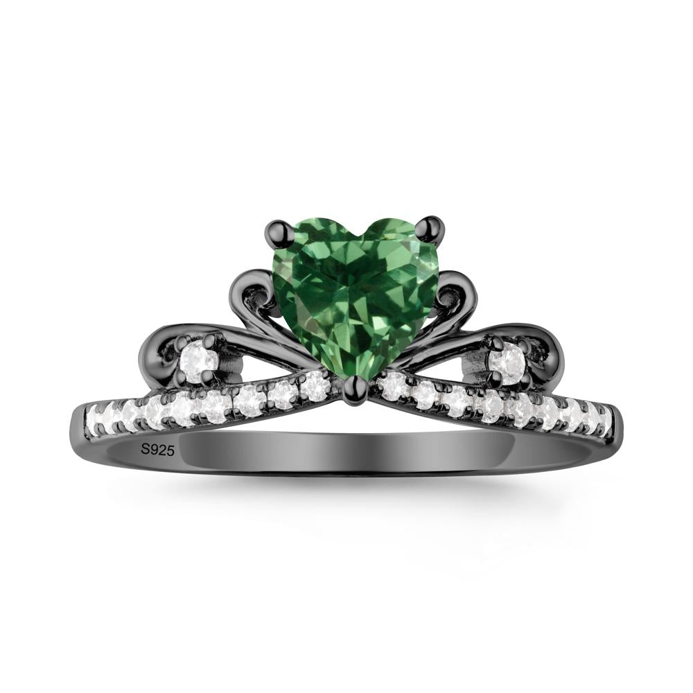 Bowknot Pave Band Green Sapphire Engagement Ring - LUO Jewelry #metal_black finish sterling silver