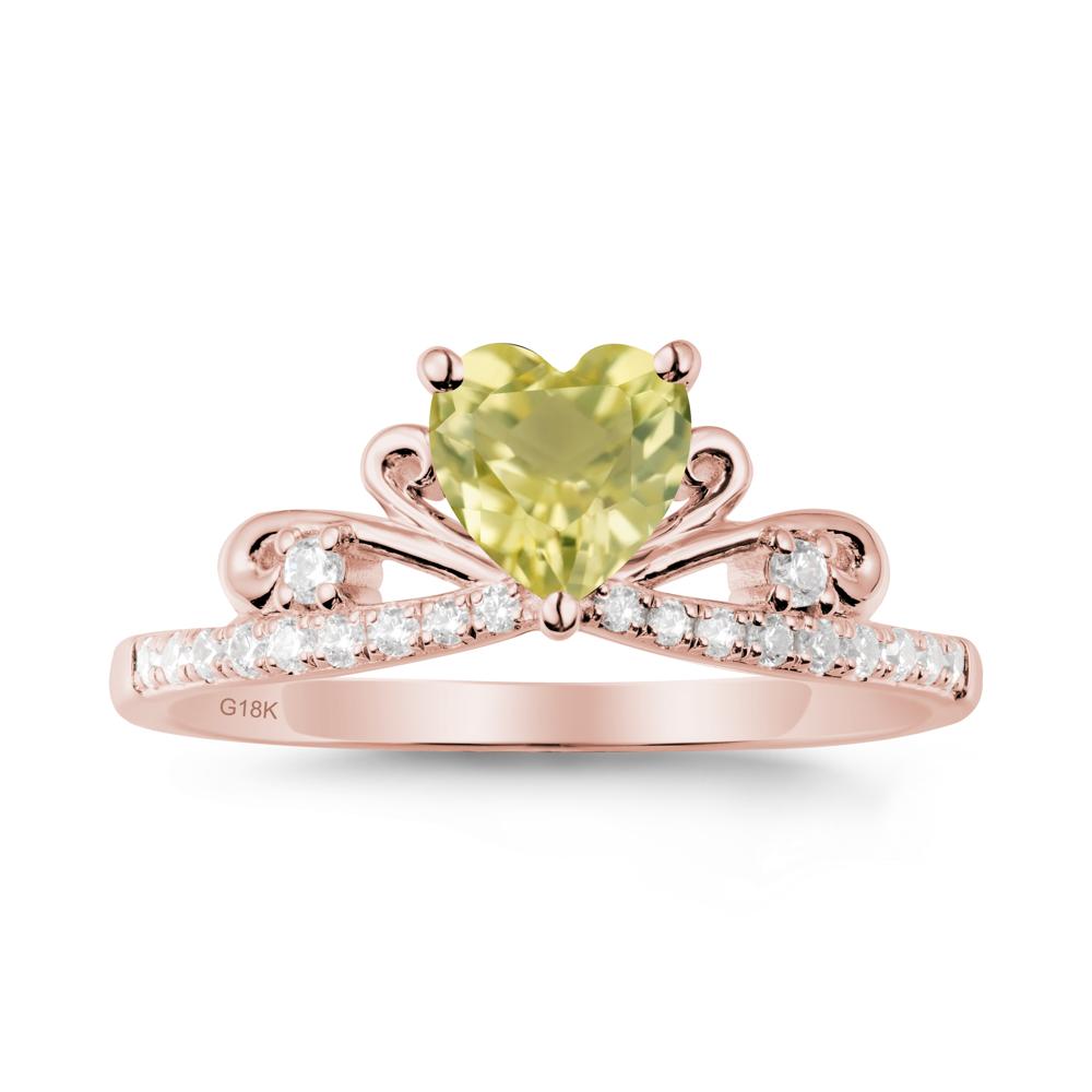 Bowknot Heart Shaped Lemon Quartz Promise Ring - LUO Jewelry #metal_18k rose gold