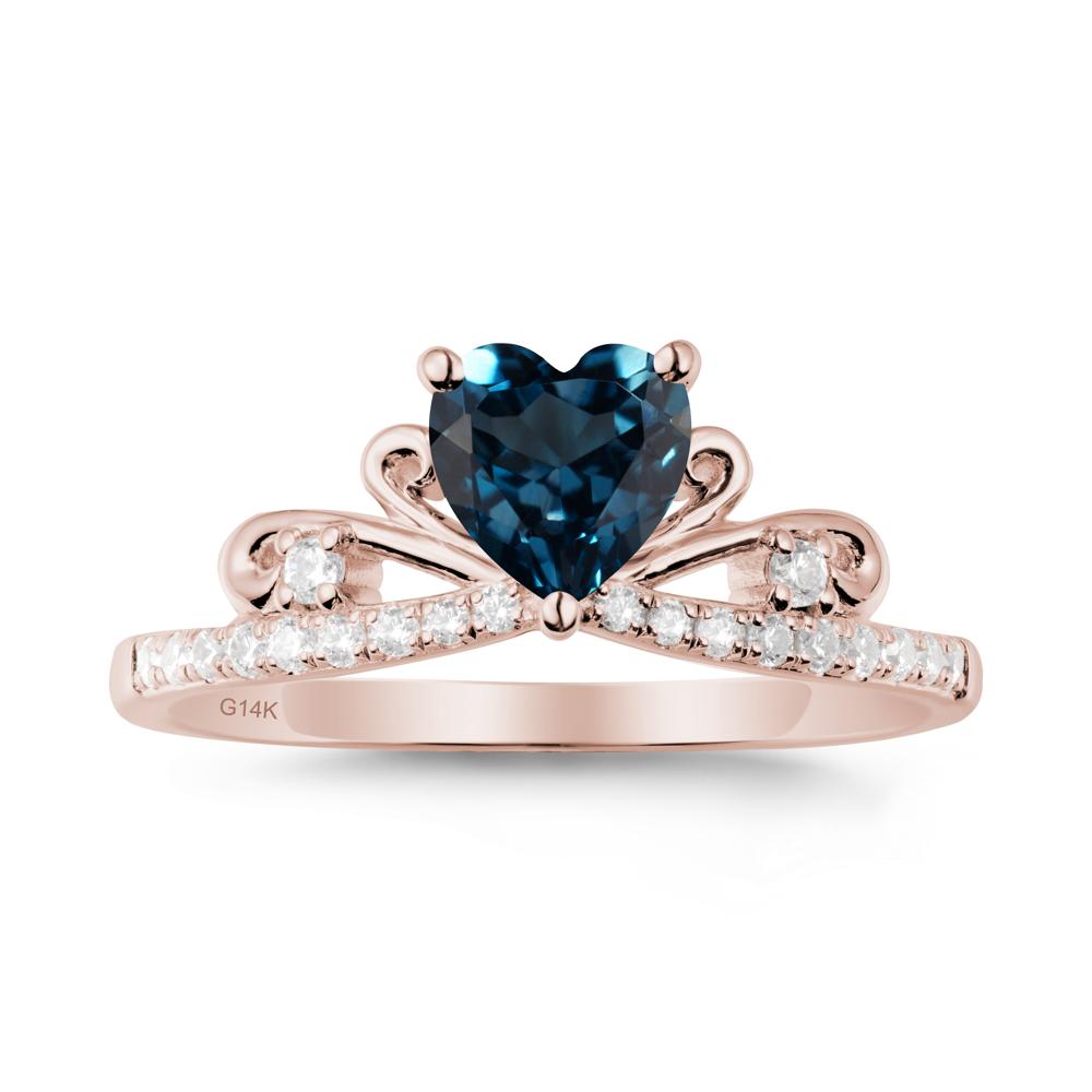 Bowknot Pave Band London Blue Topaz Engagement Ring - LUO Jewelry #metal_14k rose gold