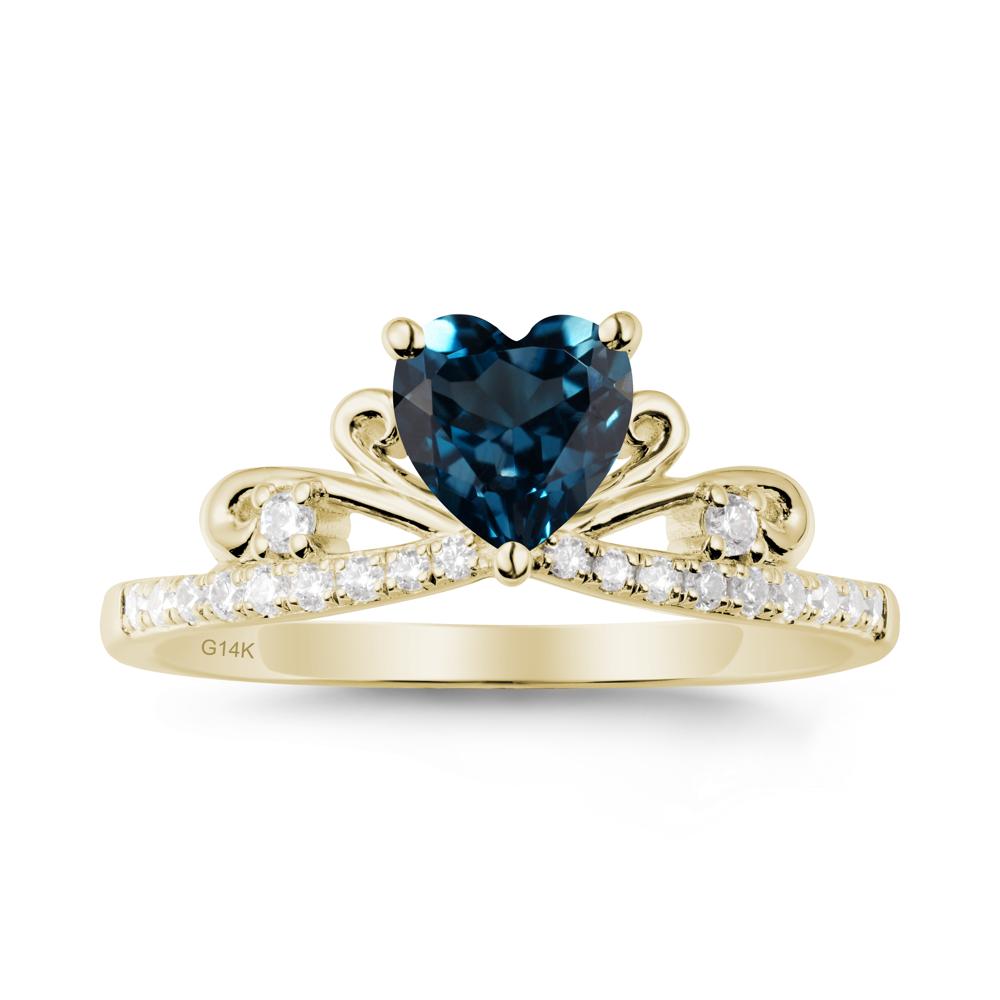 Bowknot Pave Band London Blue Topaz Engagement Ring - LUO Jewelry #metal_14k yellow gold