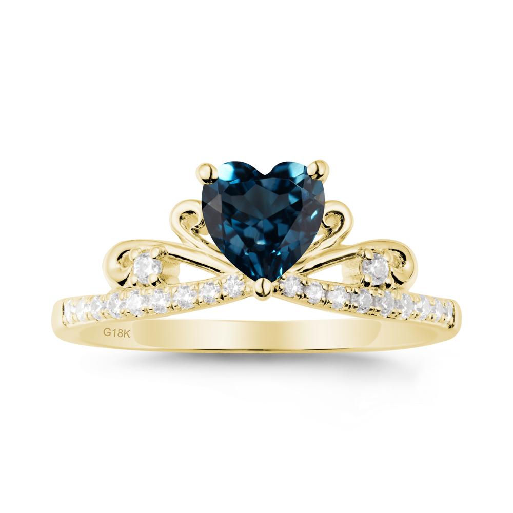 Bowknot Pave Band London Blue Topaz Engagement Ring - LUO Jewelry #metal_18k yellow gold