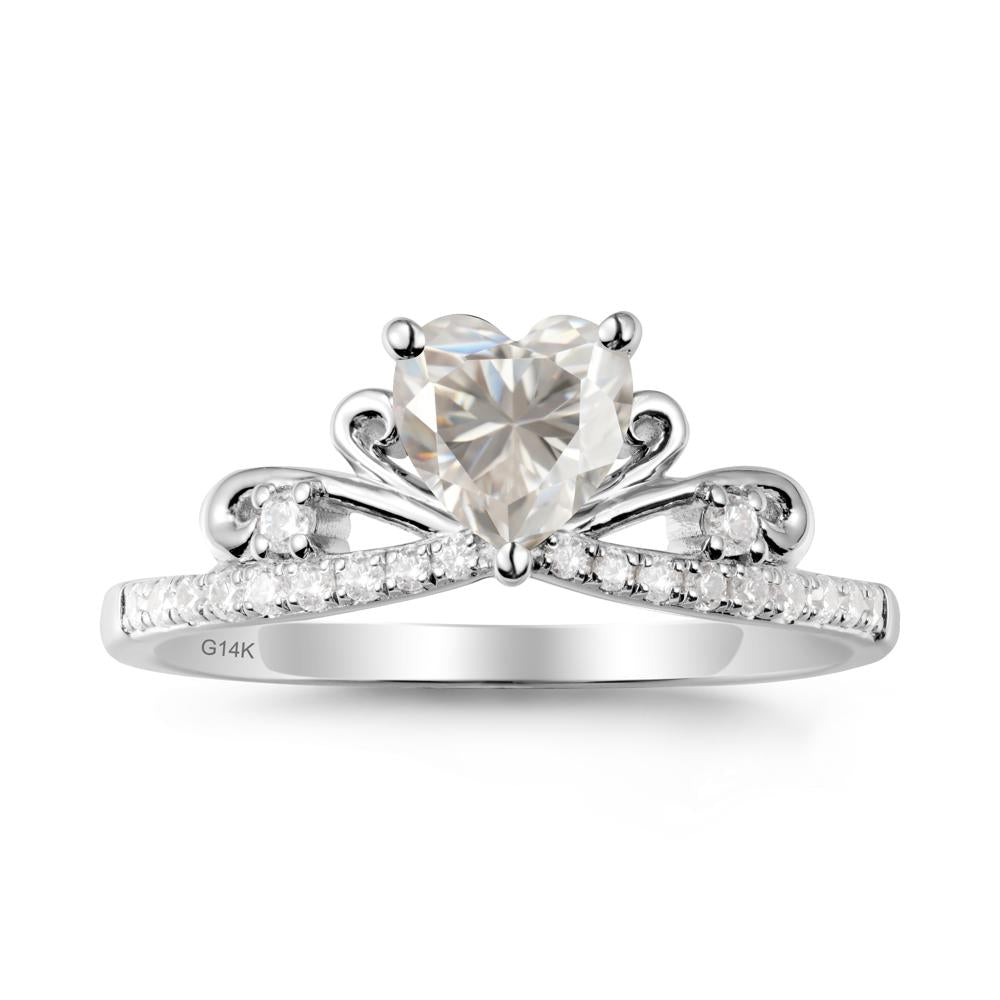 Bowknot Pave Band Moissanite Engagement Ring - LUO Jewelry #metal_14k white gold