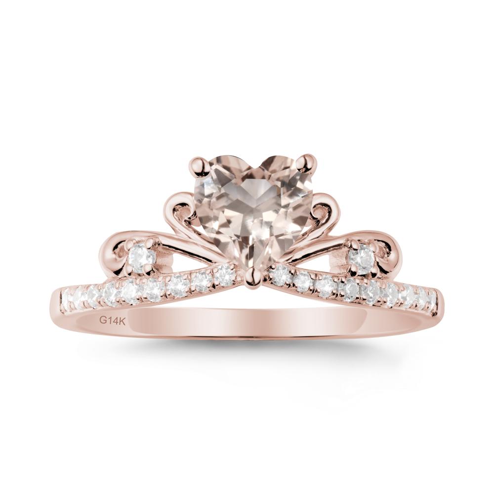 Bowknot Heart Shaped Morganite Promise Ring - LUO Jewelry #metal_14k rose gold