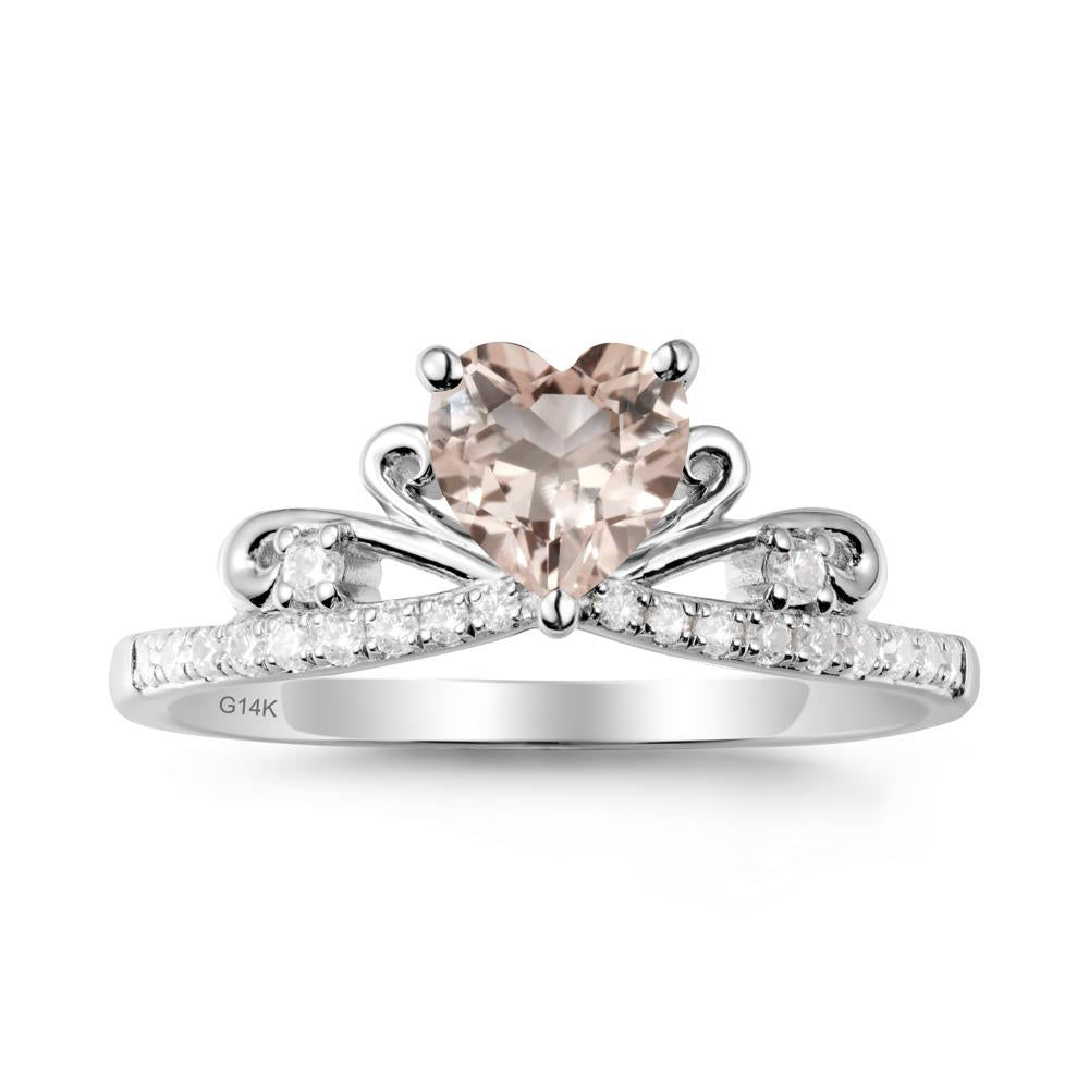 Bowknot Heart Shaped Morganite Promise Ring - LUO Jewelry #metal_14k white gold