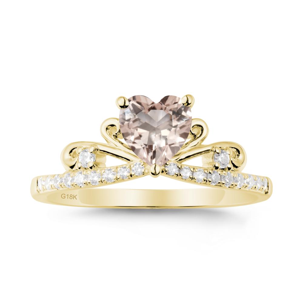 Bowknot Heart Shaped Morganite Promise Ring - LUO Jewelry #metal_18k yellow gold
