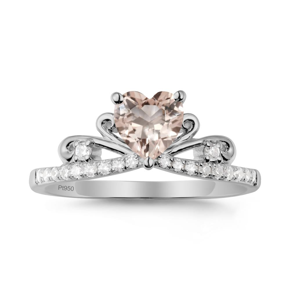 Bowknot Heart Shaped Morganite Promise Ring - LUO Jewelry #metal_platinum
