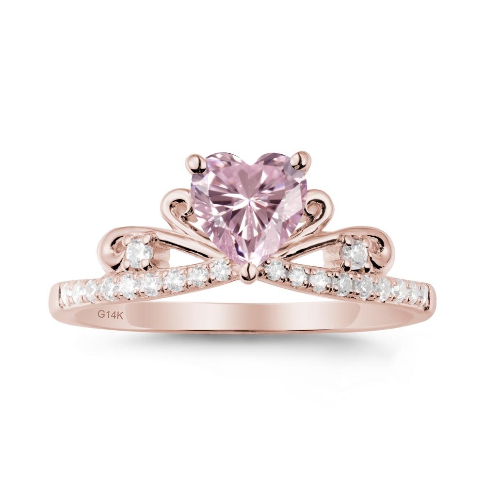 Bowknot Pave Band Pink Cubic Zirconia Engagement Ring - LUO Jewelry #metal_14k rose gold