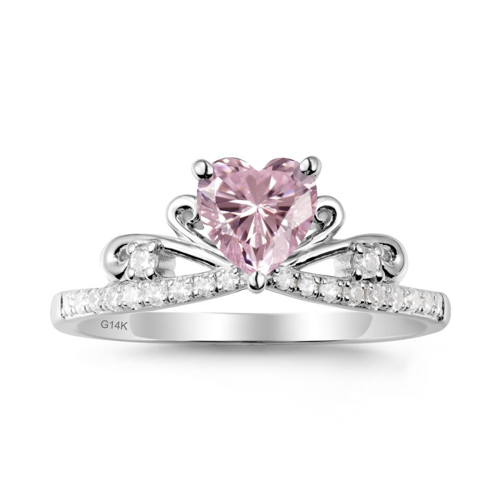 Bowknot Pave Band Pink Cubic Zirconia Engagement Ring - LUO Jewelry #metal_14k white gold