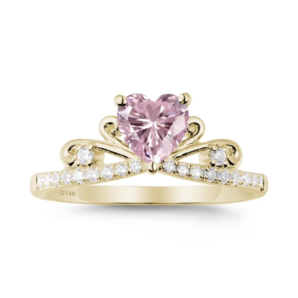 Bowknot Pave Band Pink Cubic Zirconia Engagement Ring - LUO Jewelry #metal_14k yellow gold