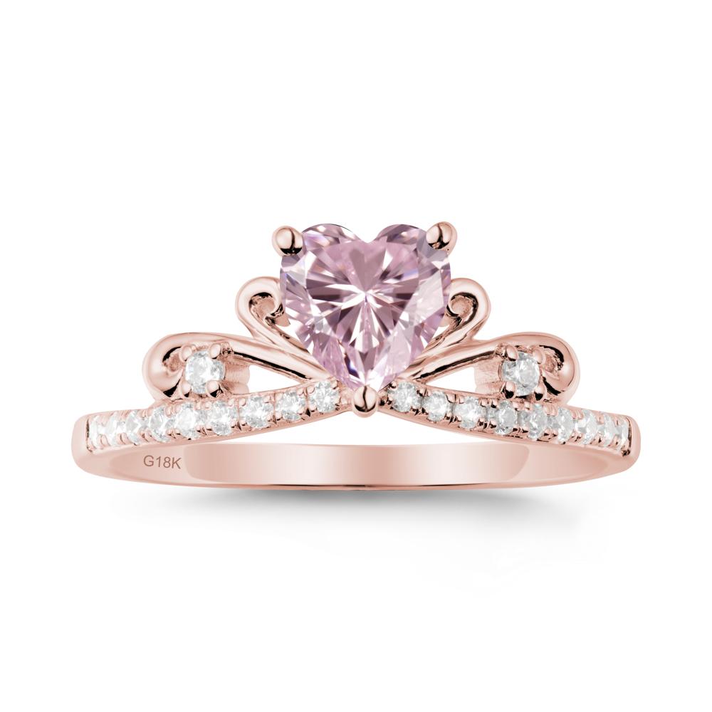 Bowknot Pave Band Pink Cubic Zirconia Engagement Ring - LUO Jewelry #metal_18k rose gold