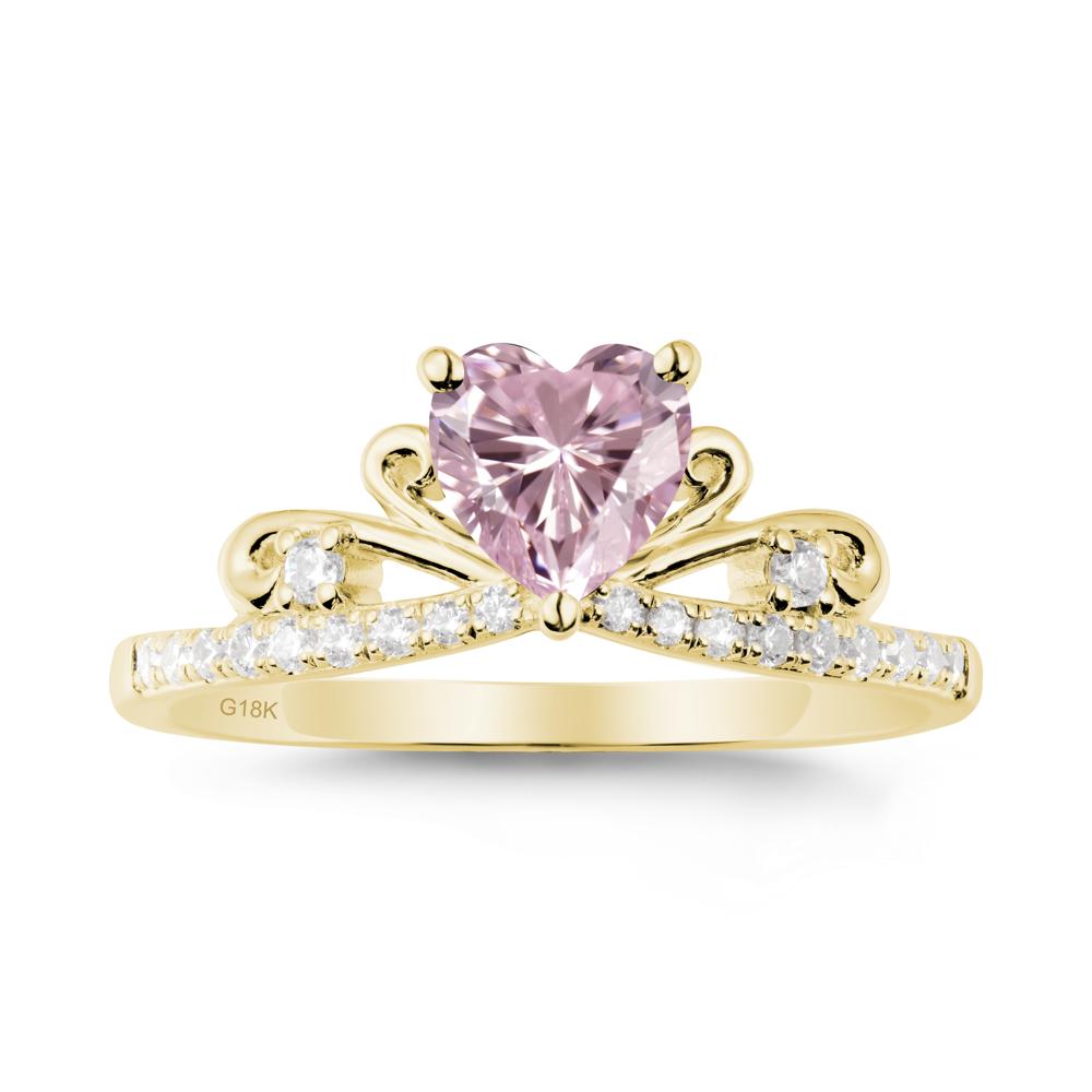 Bowknot Pave Band Pink Cubic Zirconia Engagement Ring - LUO Jewelry #metal_18k yellow gold