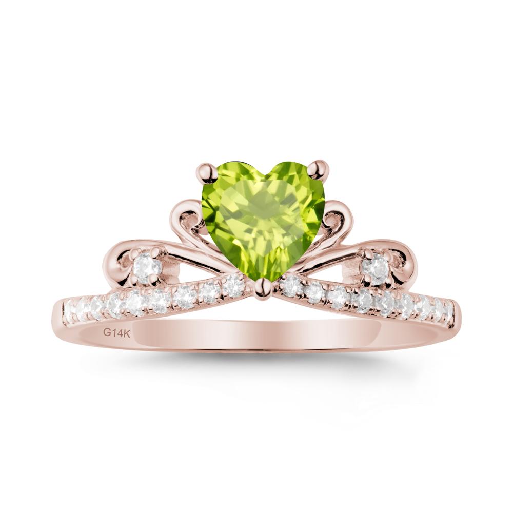 Bowknot Heart Shaped Peridot Promise Ring - LUO Jewelry #metal_14k rose gold