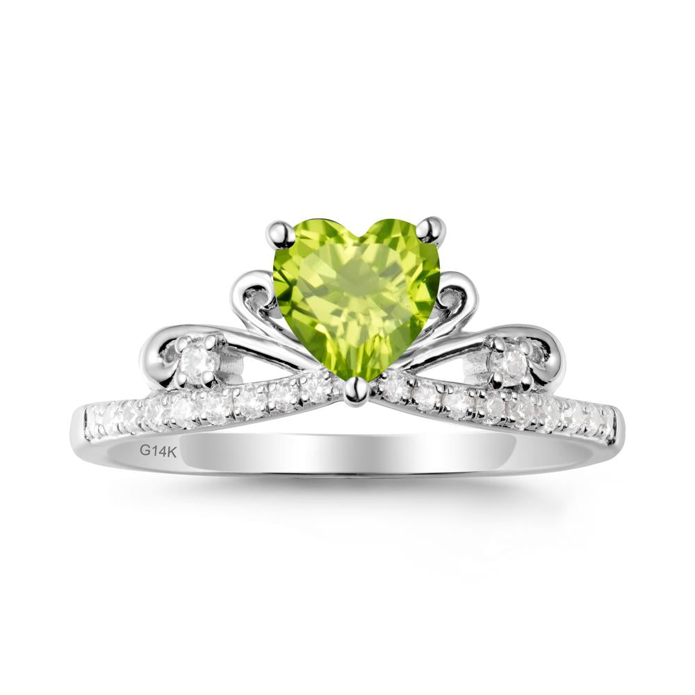 Bowknot Heart Shaped Peridot Promise Ring - LUO Jewelry #metal_14k white gold