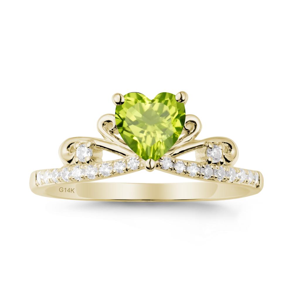 Bowknot Heart Shaped Peridot Promise Ring - LUO Jewelry #metal_14k yellow gold