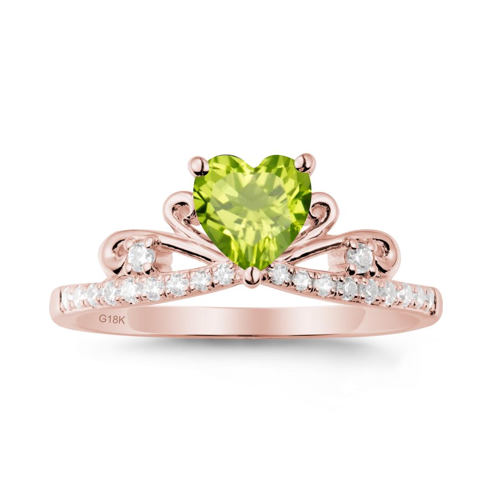 Bowknot Heart Shaped Peridot Promise Ring - LUO Jewelry #metal_18k rose gold