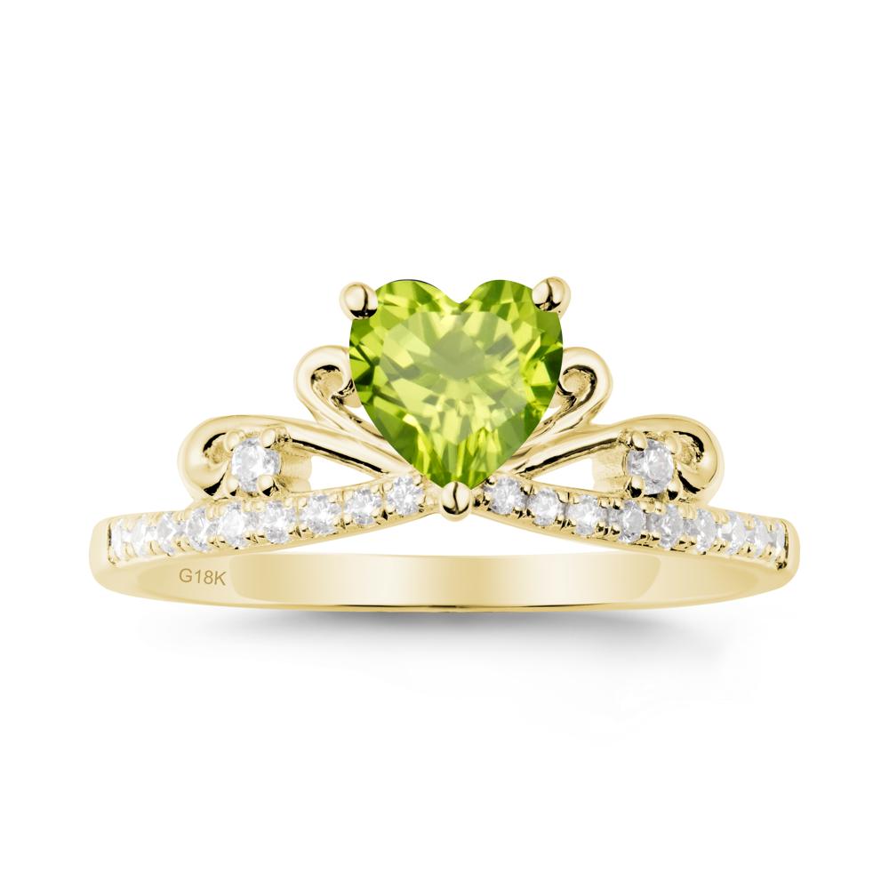 Bowknot Heart Shaped Peridot Promise Ring - LUO Jewelry #metal_18k yellow gold