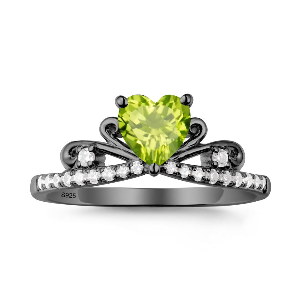 Bowknot Heart Shaped Peridot Promise Ring - LUO Jewelry #metal_black finish sterling silver
