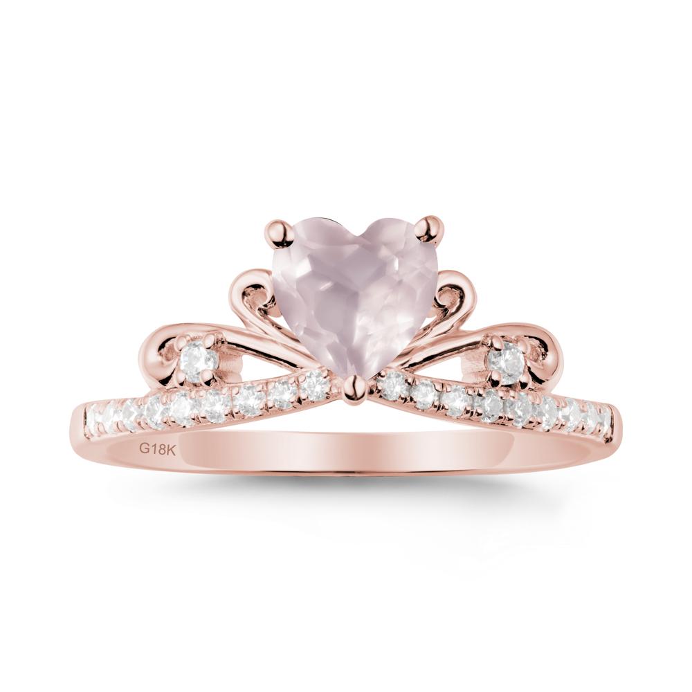 Bowknot Pave Band Rose Quartz Engagement Ring - LUO Jewelry #metal_18k rose gold