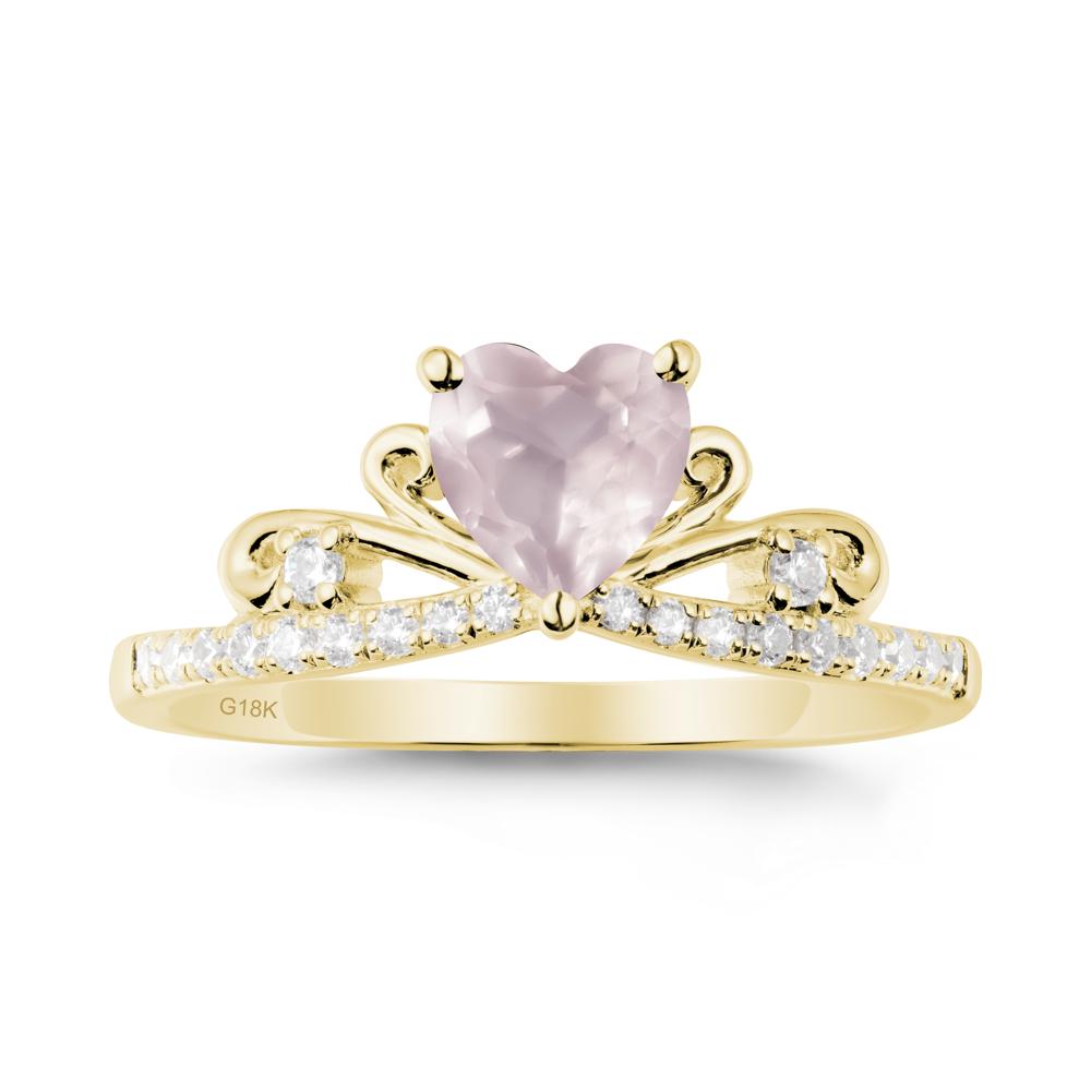 Bowknot Pave Band Rose Quartz Engagement Ring - LUO Jewelry #metal_18k yellow gold