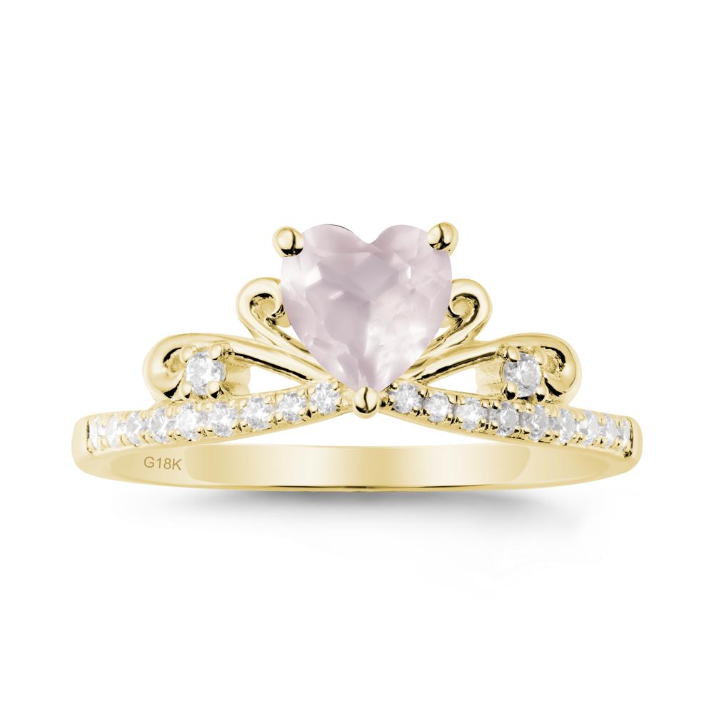 Bowknot Pave Band Rose Quartz Engagement Ring - LUO Jewelry #metal_18k yellow gold