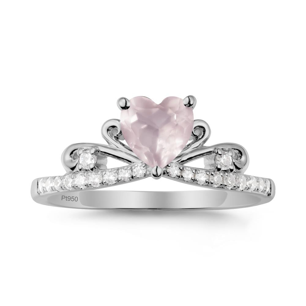 Bowknot Pave Band Rose Quartz Engagement Ring - LUO Jewelry #metal_platinum