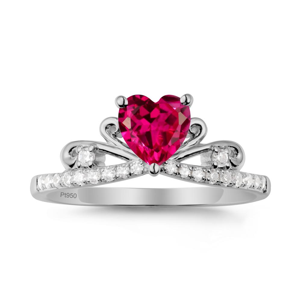 Bowknot Heart Shaped Ruby Promise Ring - LUO Jewelry #metal_platinum