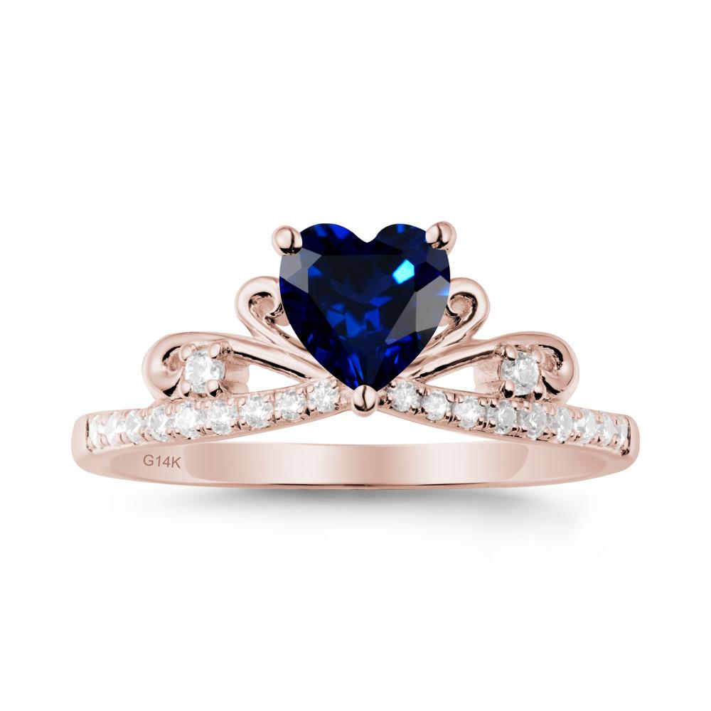 Bowknot Pave Band Sapphire Engagement Ring - LUO Jewelry #metal_14k rose gold