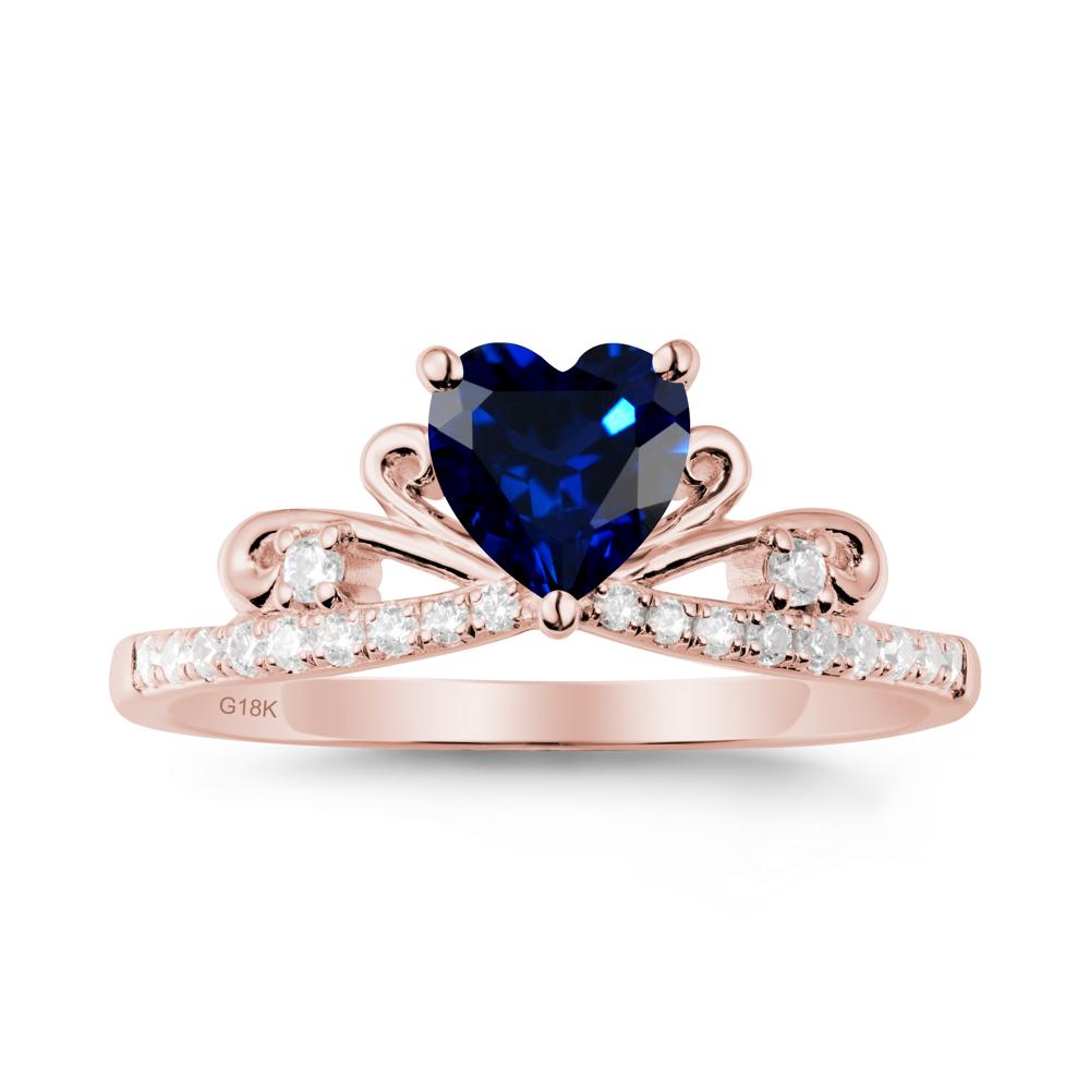 Bowknot Pave Band Sapphire Engagement Ring - LUO Jewelry #metal_18k rose gold