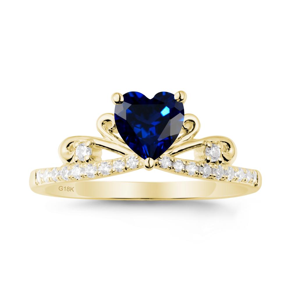 Bowknot Pave Band Sapphire Engagement Ring - LUO Jewelry #metal_18k yellow gold