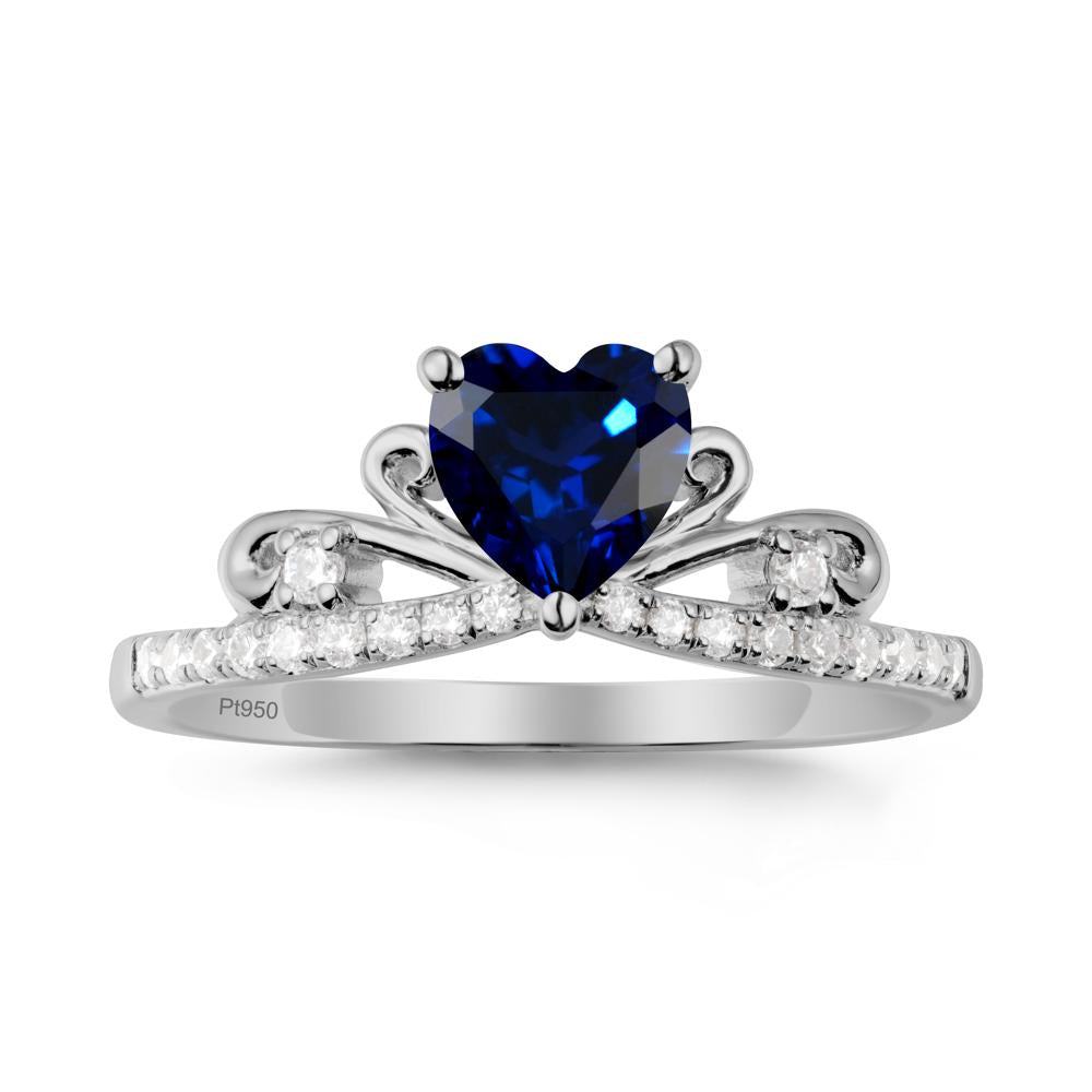 Bowknot Pave Band Sapphire Engagement Ring - LUO Jewelry #metal_platinum