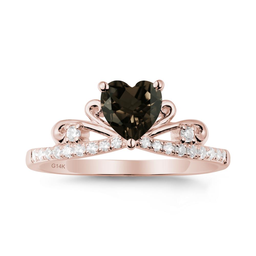 Bowknot Heart Shaped Smoky Quartz Promise Ring - LUO Jewelry #metal_14k rose gold