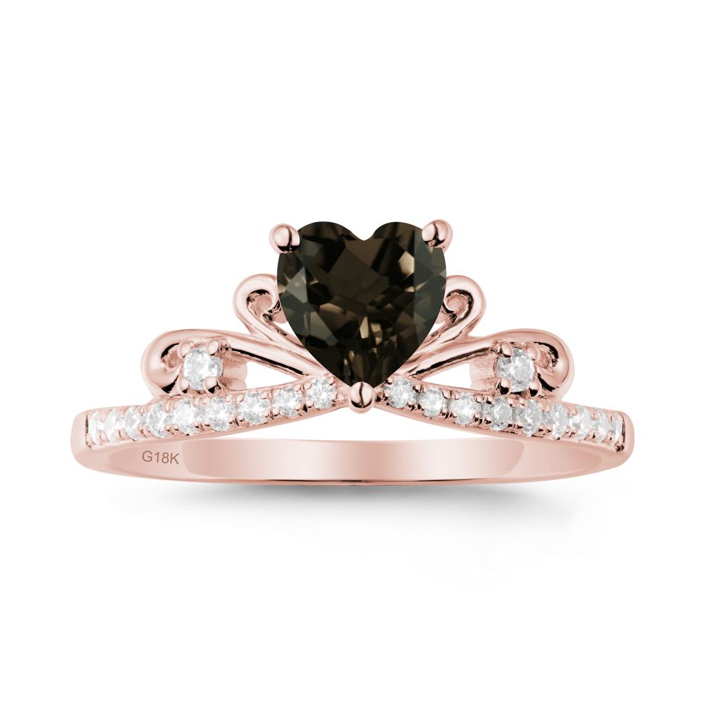 Bowknot Heart Shaped Smoky Quartz Promise Ring - LUO Jewelry #metal_18k rose gold