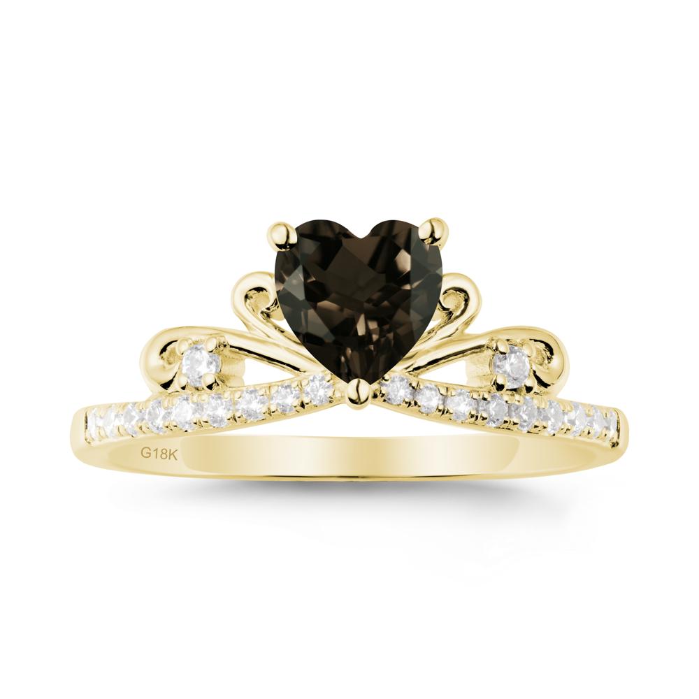 Bowknot Heart Shaped Smoky Quartz Promise Ring - LUO Jewelry #metal_18k yellow gold