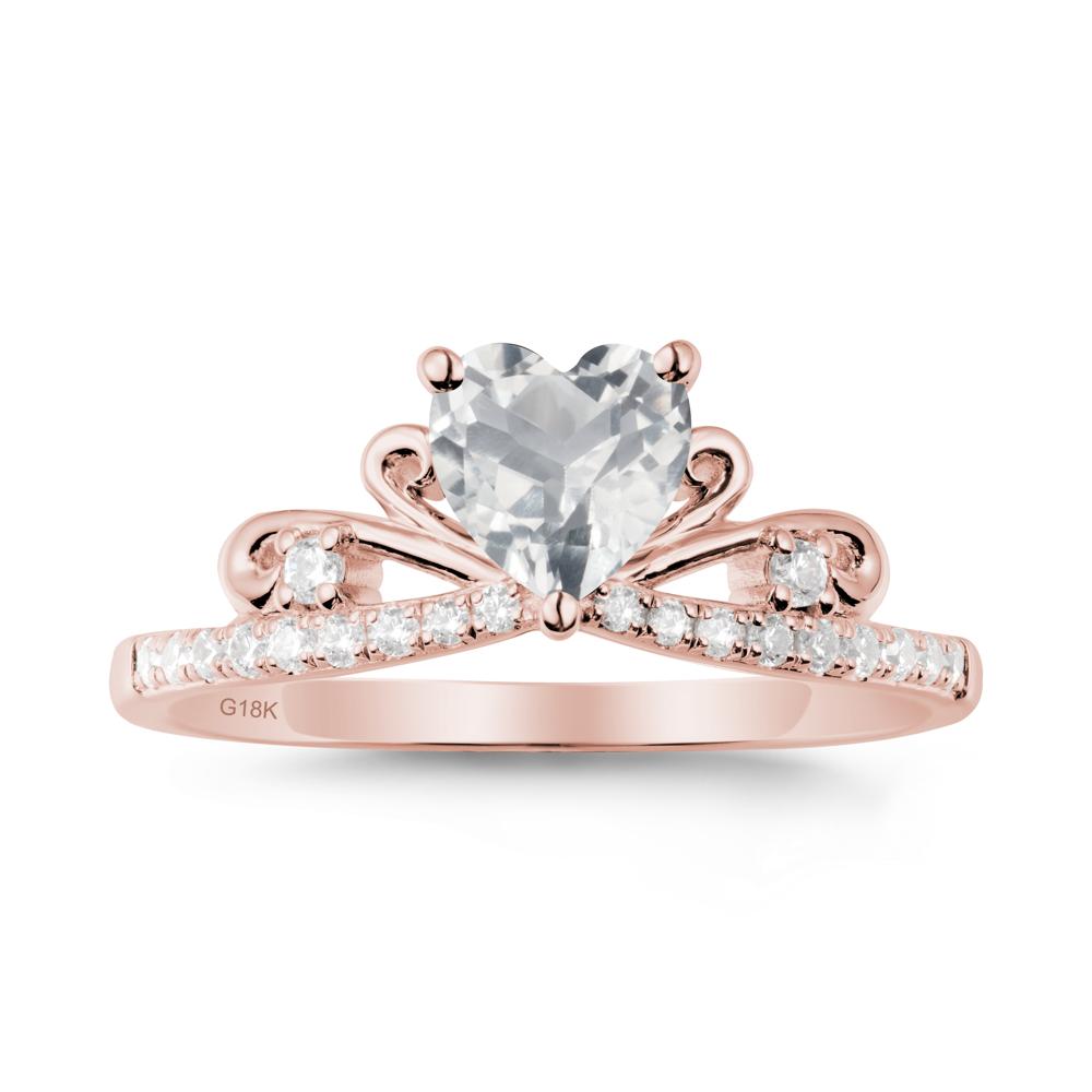 Bowknot Heart Shaped White Topaz Promise Ring - LUO Jewelry #metal_18k rose gold
