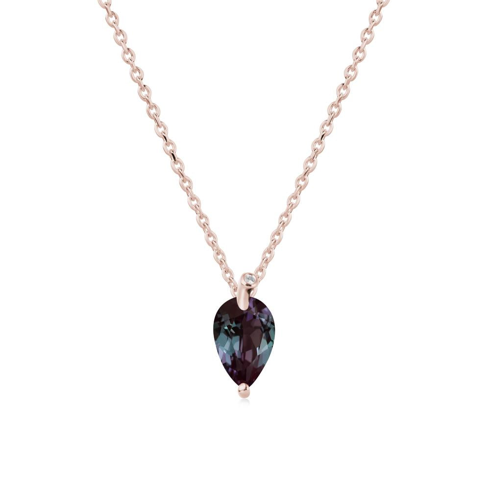 Teardrop Alexandrite Leaf Necklace - LUO Jewelry #metal_14k rose gold
