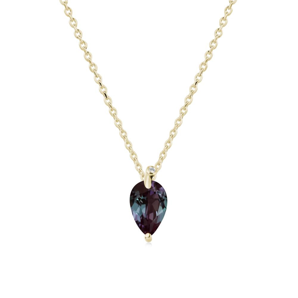 Teardrop Alexandrite Leaf Necklace - LUO Jewelry #metal_14k yellow gold
