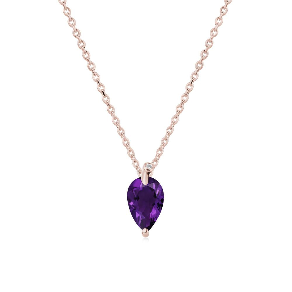 Pearl Shaped Amethyst Leaf Necklace - LUO Jewelry #metal_14k rose gold