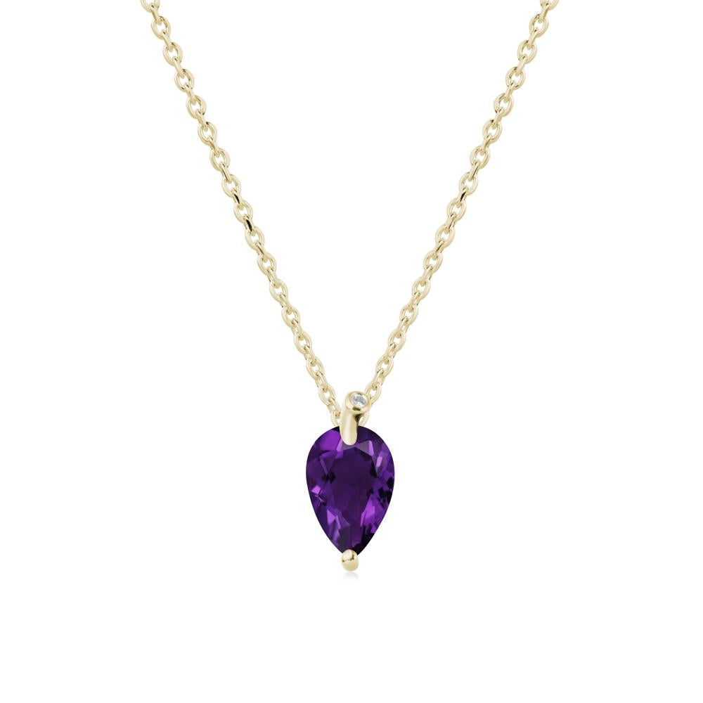 Pearl Shaped Amethyst Leaf Necklace - LUO Jewelry #metal_14k yellow gold