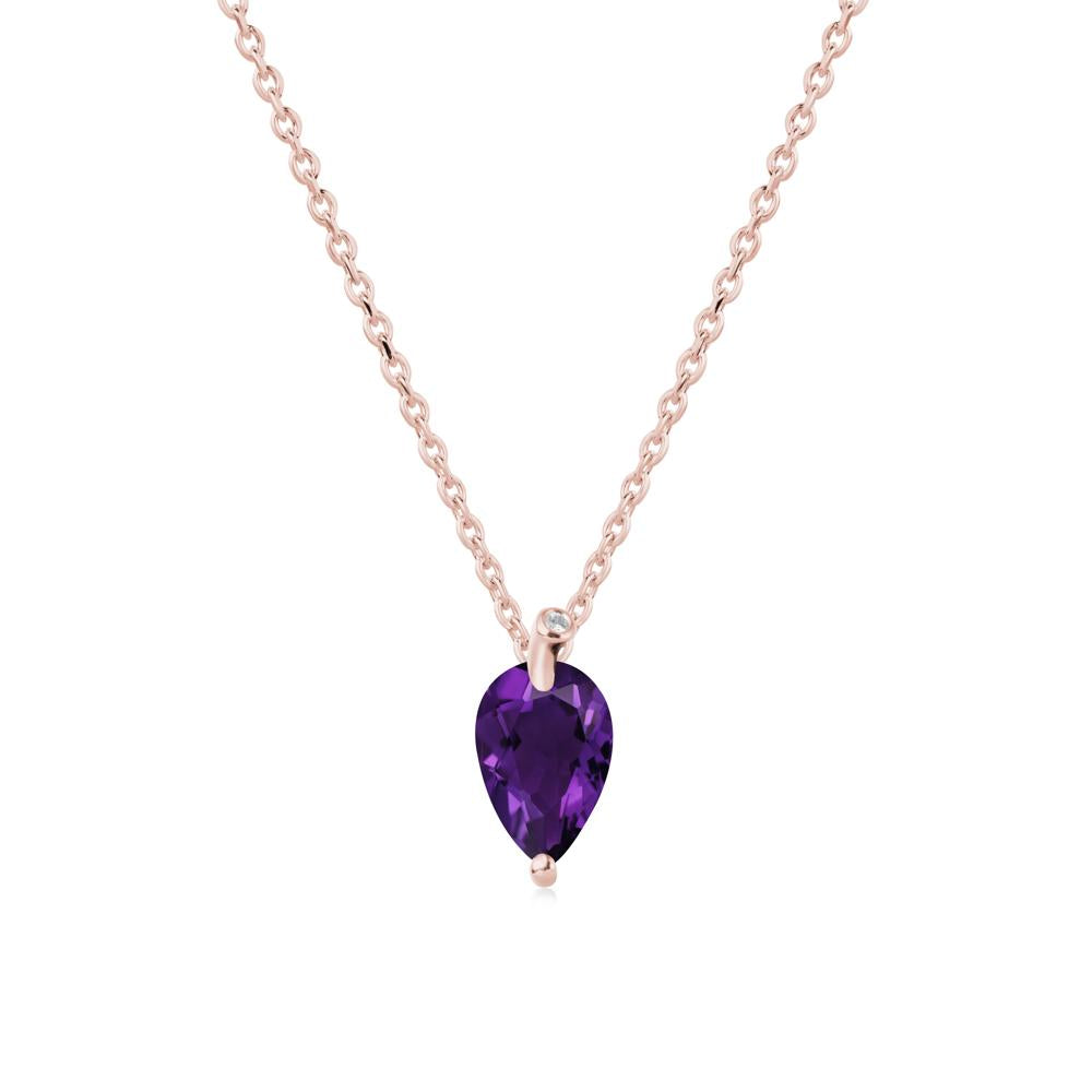Pearl Shaped Amethyst Leaf Necklace - LUO Jewelry #metal_18k rose gold