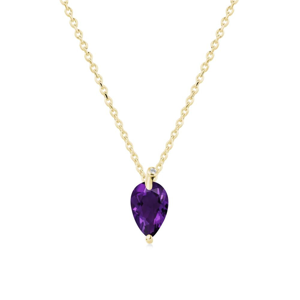 Pearl Shaped Amethyst Leaf Necklace - LUO Jewelry #metal_18k yellow gold