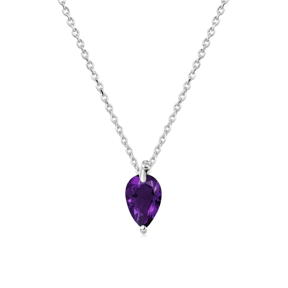 Pearl Shaped Amethyst Leaf Necklace - LUO Jewelry #metal_sterling silver