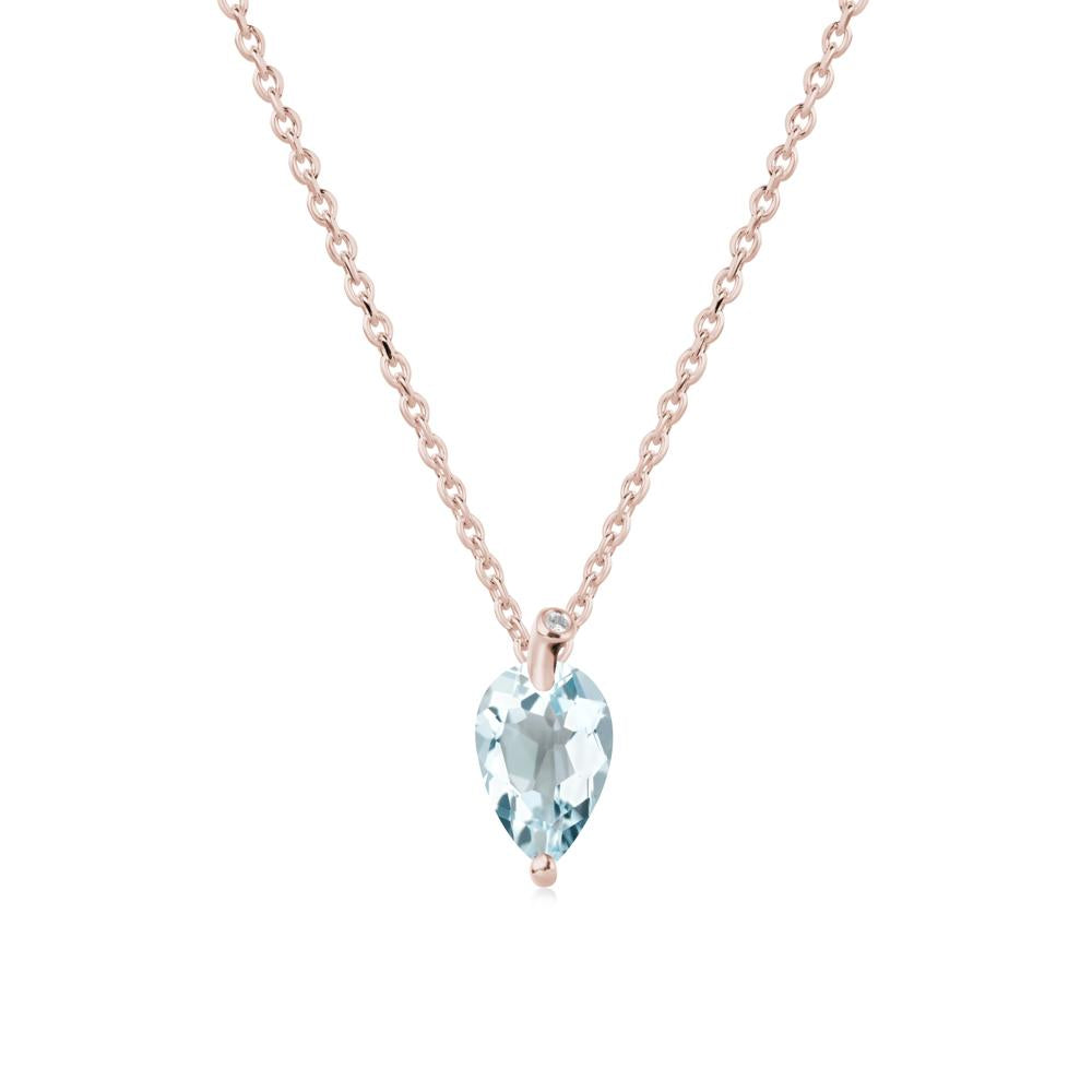 Teardrop Aquamarine Leaf Necklace - LUO Jewelry #metal_14k rose gold